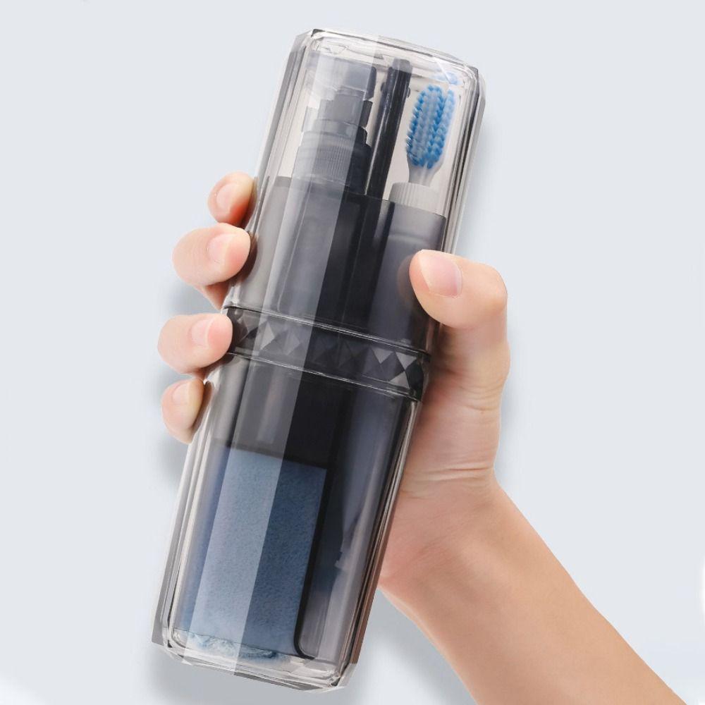 6pcs/set Toothbrush Storage Box Partitioned Toothbrush Cup Case Travel Mouthwash Cup Camping