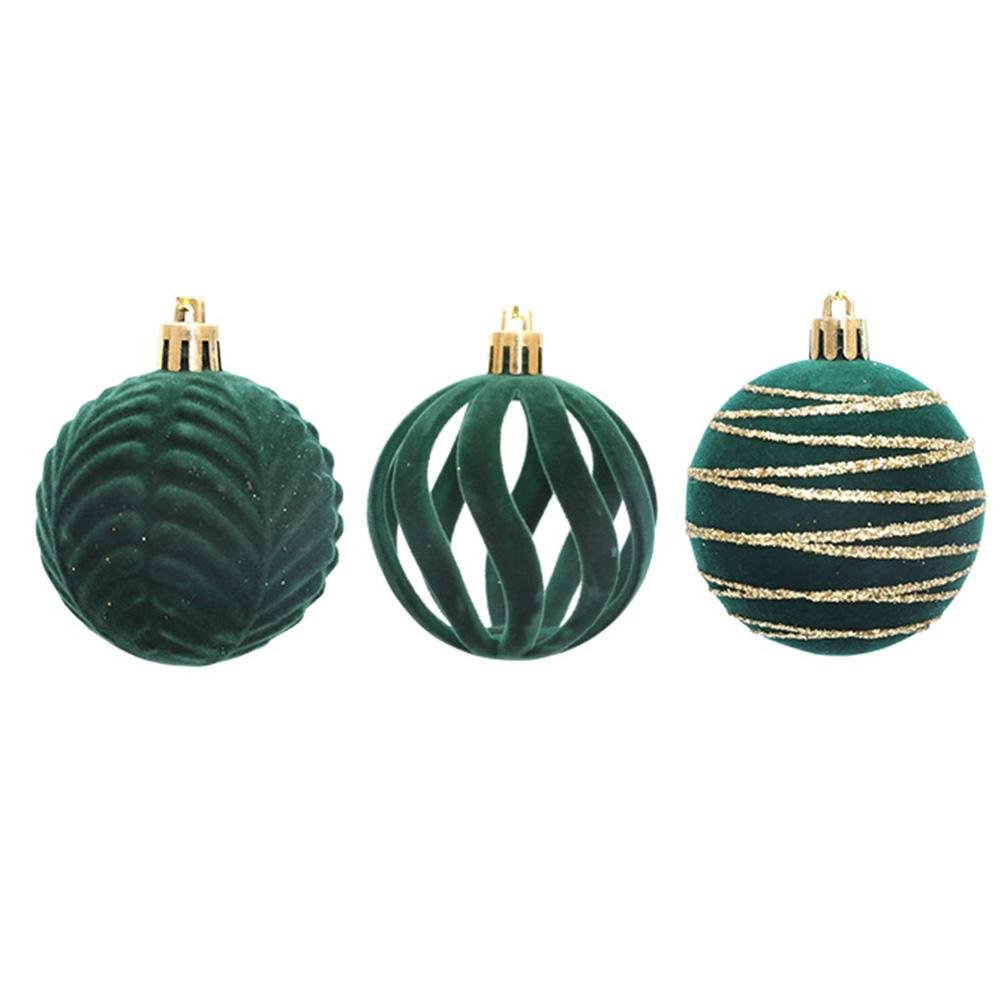 Decorative Hanging Balls Flocking Painted Balls Holiday Ornaments 6cm Diameter Hanging Ornaments Sturdy Hanging Loop Design