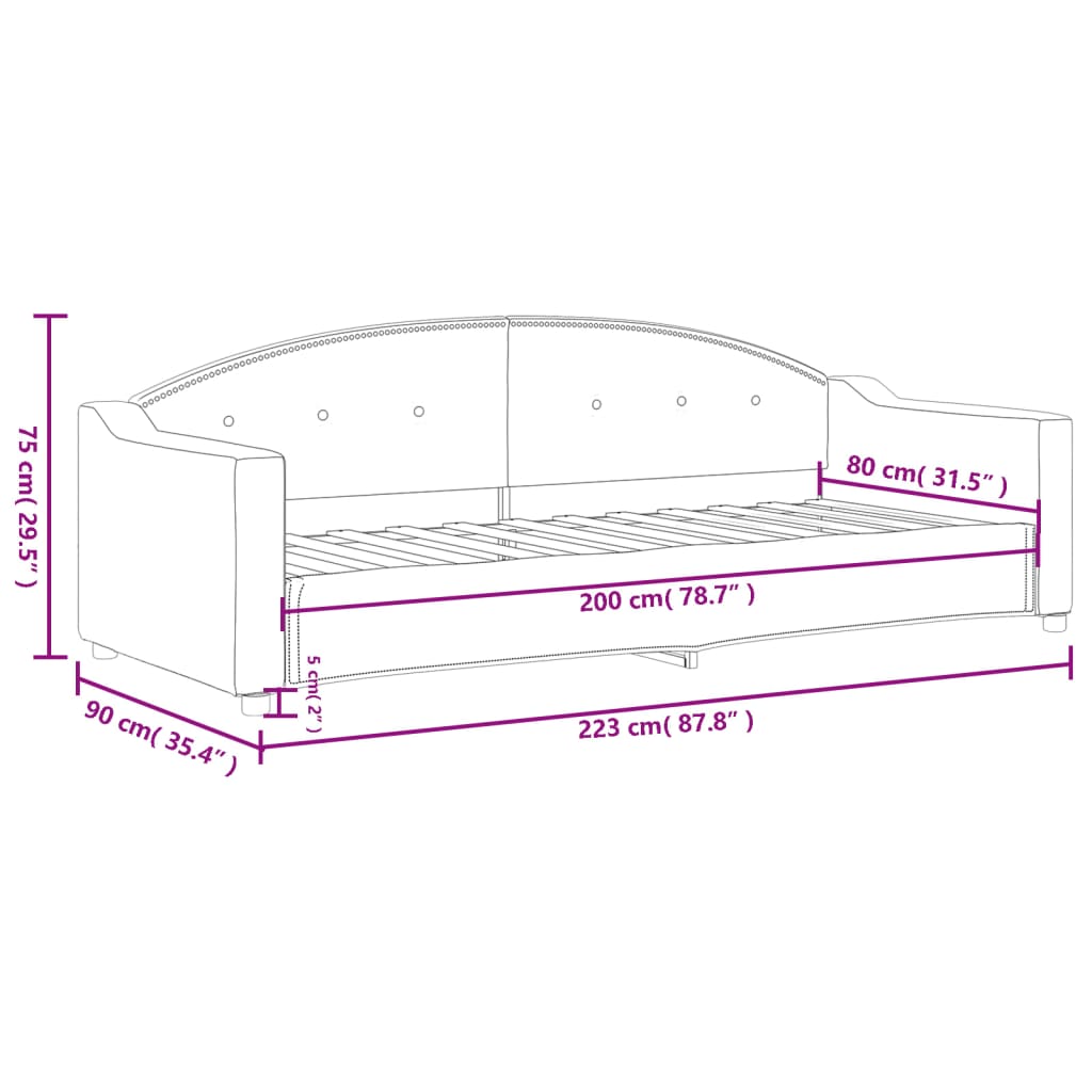Daybed Dark Grey 80x200 Cm Fabric