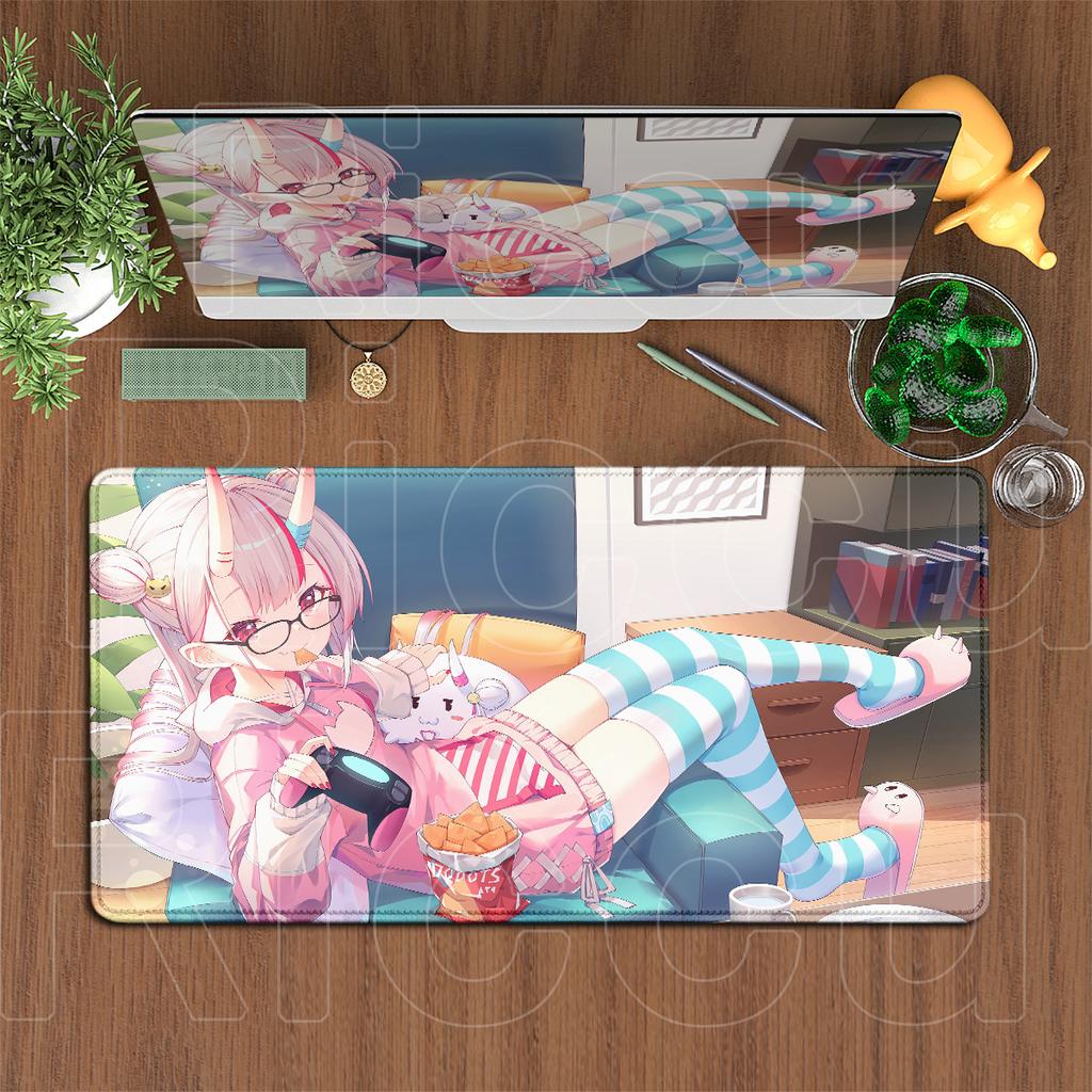 Anime Non-slip Rubber Mouse Pads Large Gamer Desktop Cabinet Carpets Hololive Nakiri Ayame Mauspad Office XXL Gaming Accessories