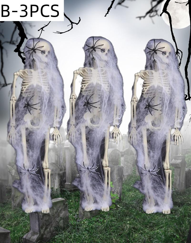 40CM Halloween Simulation Skeleton Hanging Plastic Human Skull Skeleton Can Stand Joints Movable Party Horror Props