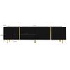 Black High-gloss TV Cabinet with 4 Doors, Modern and Simple, In Black-gold Color Combination