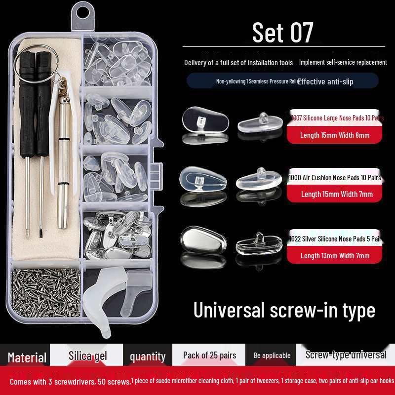 Eyeglass Repair Kit: Screwdriver Set, Nail Cutter, Nose Pads, Frameless Accessories