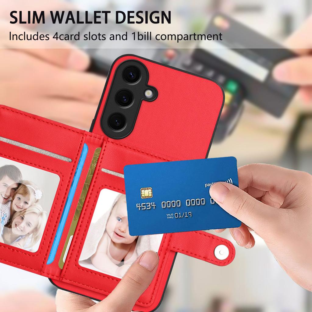 For Samsung Galaxy S24 Case RFID Blocking Card Holder Kickstand TPU + PU Leather Phone Back Cover