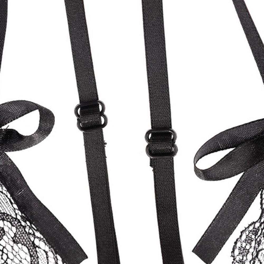 Transparent Bow Deep V Lace Skirt Nightgown Sexy Lingerie Dress Sexy Clothing Lace Skirt  Ladies