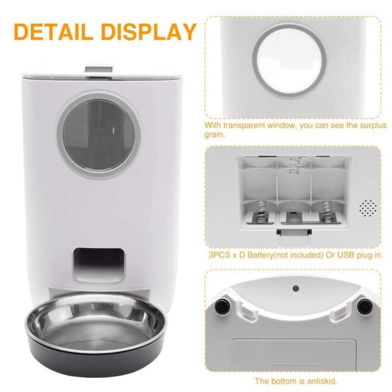 4.5L Smart Pet Auto Feeder for Cats Large Dogs Treat Dispenser Stainless Steel Food Tray With  4 Meal Voice Recorder