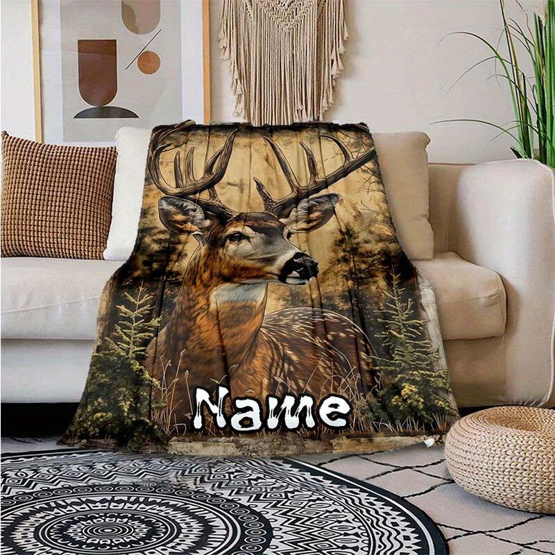Deer Customize Your Name Outdoor Blanket Used For Chair Office Sofa Bed Camping Soft And Warm Giving Friends And Relatives Birthday Graduation Gift