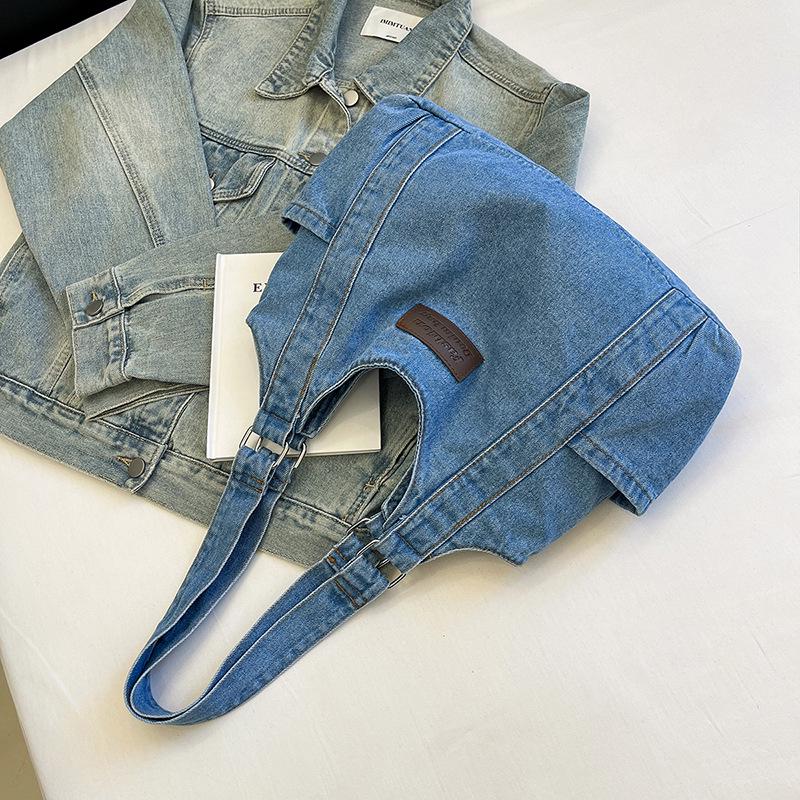 Women's Large Capacity Japanese Style Casual Denim Tote Bag