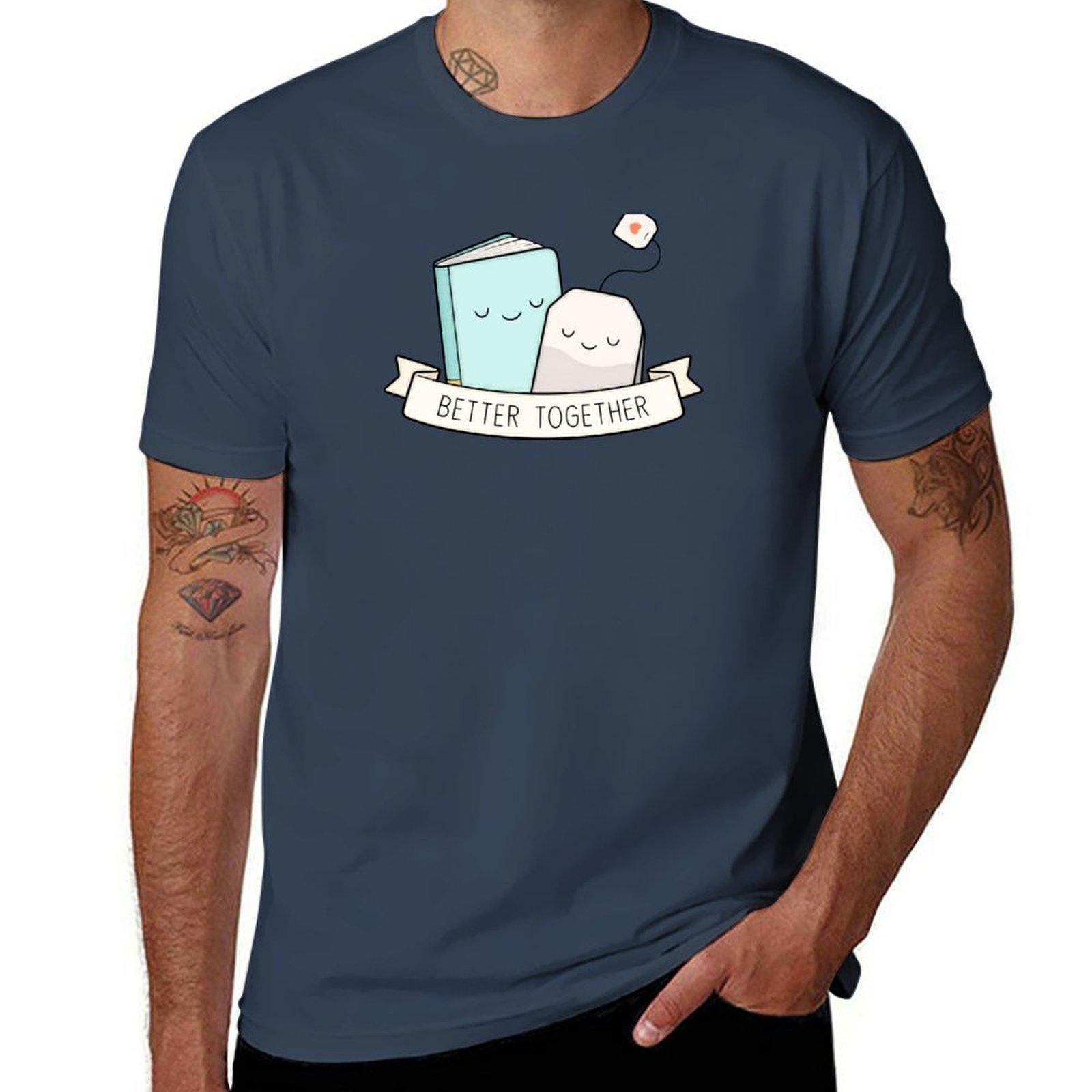 Books And Tea Better Together Tshirt Casual Daily Graphic Tee S