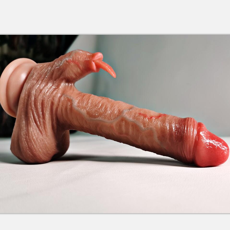 Dálkové ovládání Dildo Penis Ženská masturbace Lesbické sexuální hračky Šupina Topení Vibrátor Tekutý silikon Skutečné žíly Jazyk Olizování Klitoris Štípnutí Míč
