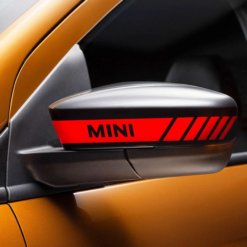 2Pcs Car Stripe Stickers Rearview Mirror Reflective Vinyl Decals Decoration For BMW Mini Cooper F54 F55 F56 R56 R60 SONE Roadster Clubman Coupe