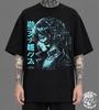 T-shirt Fille Anime Cyberpunk, T-shirt Techwear Japonais, T-shirt Graphique Futuriste Sci-Fi, Streetwear Cyber Néon, Cadeau Vêtement Otaku
