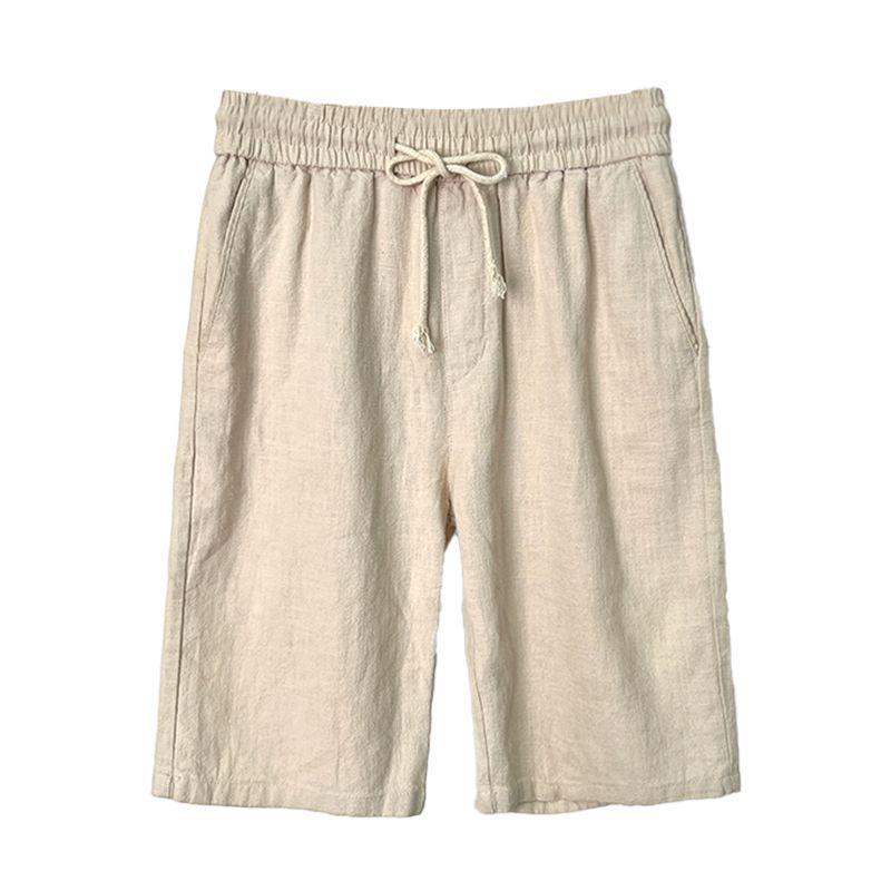 Men's Summer Cotton-Linen Loose Fit Beach Shorts