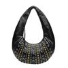 Women's Bag, European and American Punk Style Heavy Industry Rivet Hand-held Shoulder Bag, New Large Capacity Women's Armpit Bag