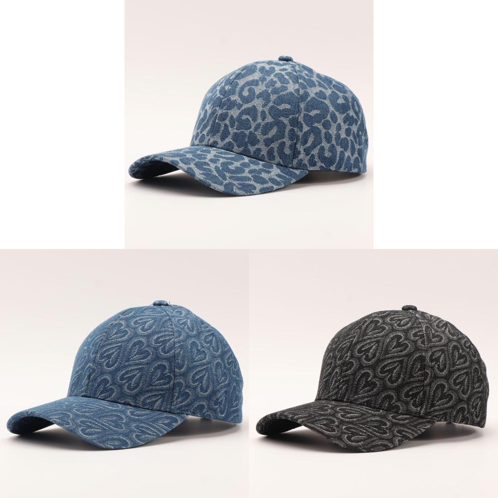Love Heart Leopard Print Baseball Cap With Wide Brim For Casual Outdoor Wear