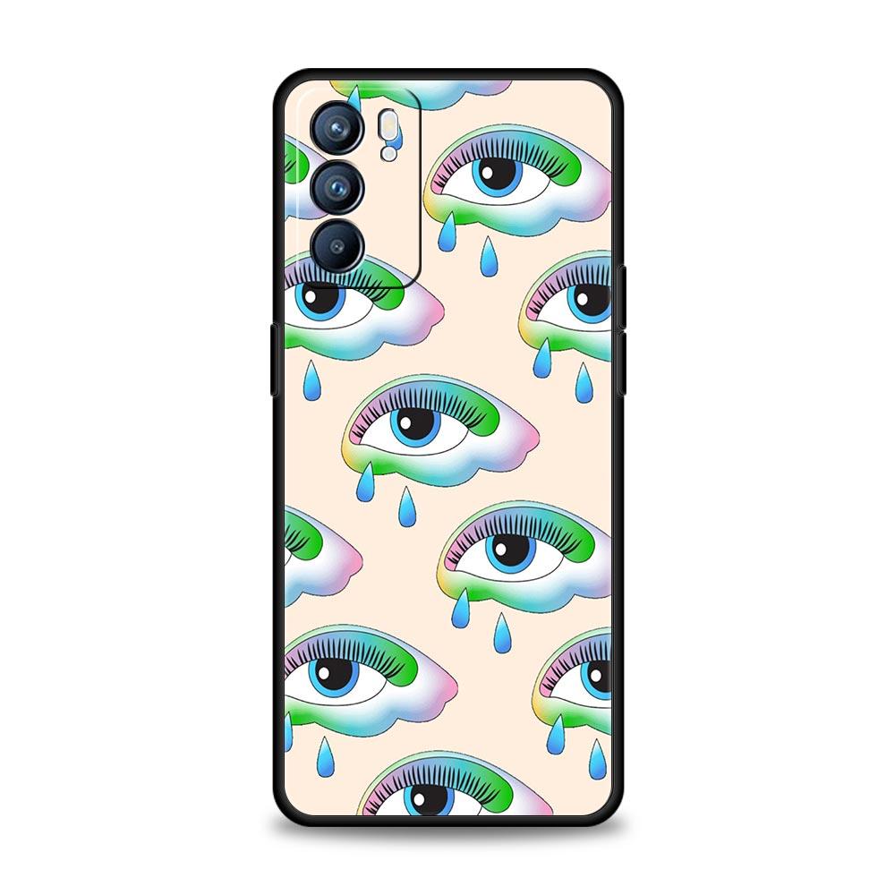 Fashion Eyelashes Eyes Phone Case For Oppo A17 A31 A54 A57 A78 A79 A98 Find X5 X6 Reno 6 7 8 10 11 12 13 F Pro 5G Soft TPU Cover