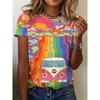 Summer Cartoon Car 3D Printed T-shirts Street Casual Fashion Short Sleeved Round Neck Women's T-shirts