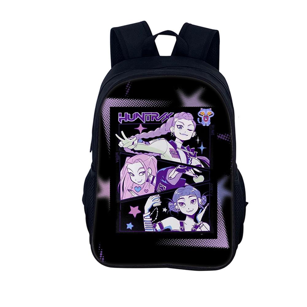 Rucsac cu imprimeu Kpop Huntrix, stil de 16 inch, pentru elevi de școală primară și gimnazială (Grup de fete vrăjitoare)