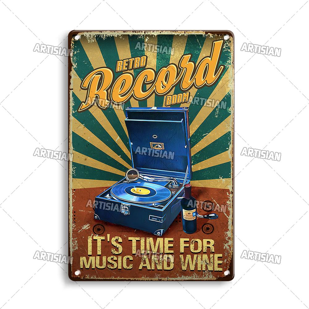 Artisian Music Metallschild Vinyl Blechposter Instrument Dekorative Platte Wanddeko Garage Bar Pub Club Hotel Café Küche Zuhause