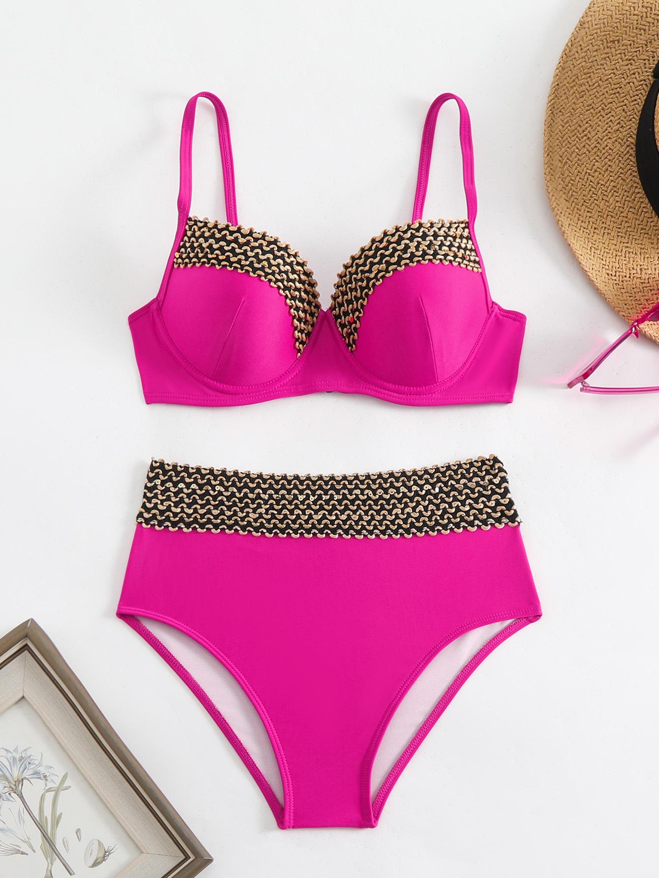 

2024 Ретро Европейский и Американский Сексуальный Купальник Бикини с Открытой Спиной для Женщин XL розы красного