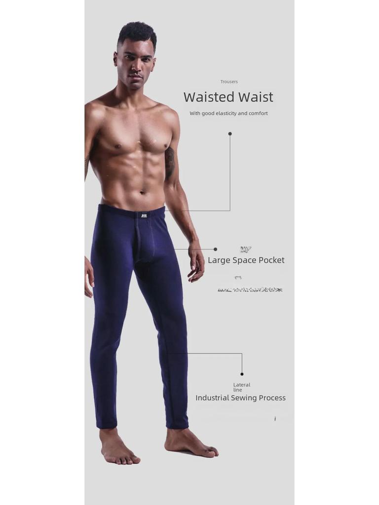 Herren Verdicktes Thermounterwäsche-Set, Plus Samt, Rundhals, Ideal für Herbst/Winter, Jugend Slim Fit, Baumwollpullover & Hose.