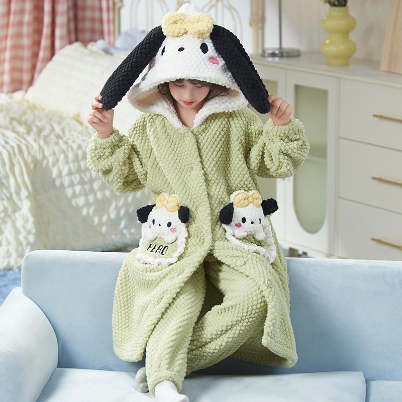 Kids Flannel Pajamas Set Boys Girls Warm Long Sleeve Top And Pants Sleepwear Winter Home Nightwear