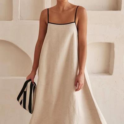 Fashion Color Collision Halter Swing Dress 2025 Solid Color Comfortable Leisure Elegant And Beautiful Women's Dresses