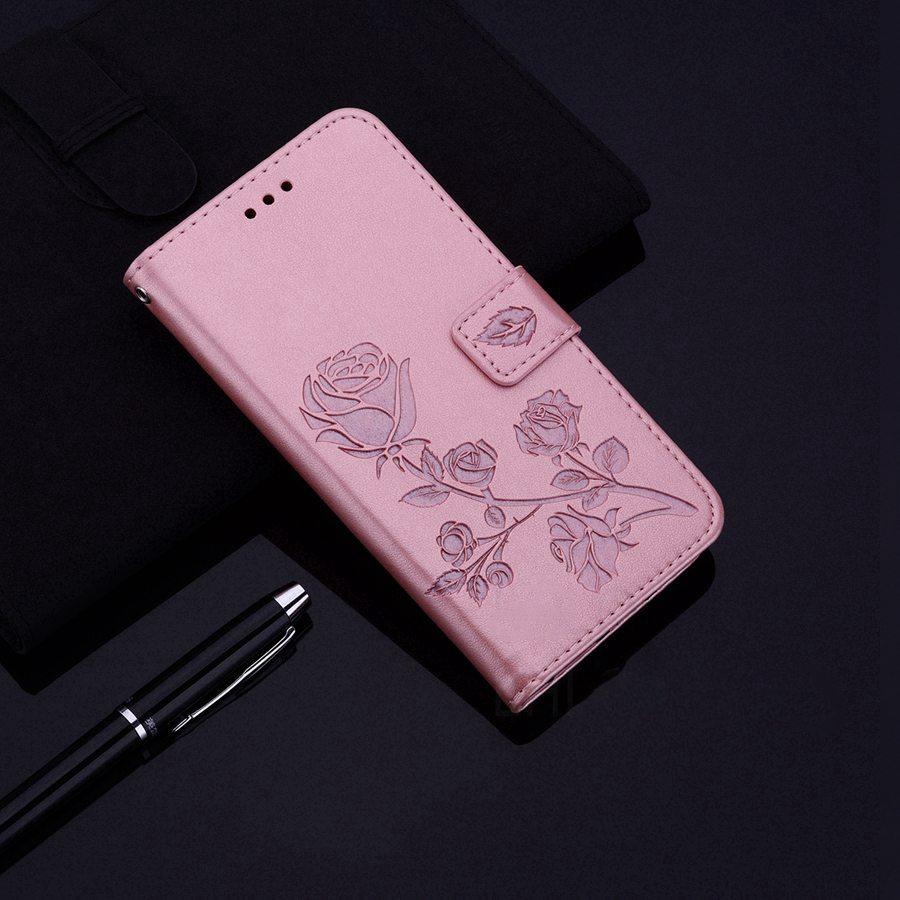 Rose Flower Pattern Leather Wallet Flip Case For Apple iPhone 16 15 14 Plus 11 12 13 Pro Max XS XR X 8 7 Samsung Galaxy S8 S9 Xiaomi Redmi Poco Cover