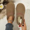 Thick Soles Wear Winter Half Slippers, New Ethnic Style Lace Semi-support Snow Cotton Slippers