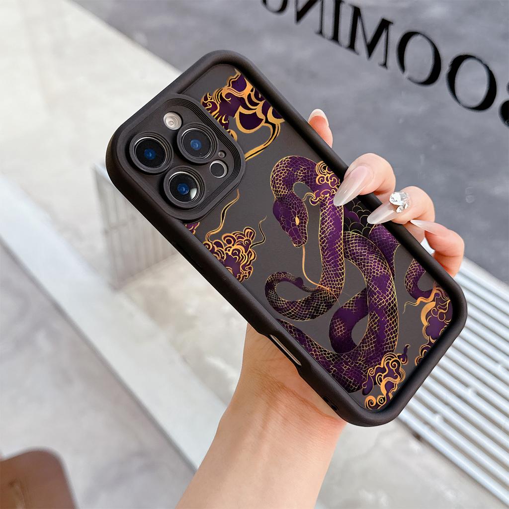 Purple Snake Pattern Soft TPU Phone Case for iPhone 17 Air 16 15 14 Pro Max Plus 13 12 Mini 8 7 X Xs Back Cover