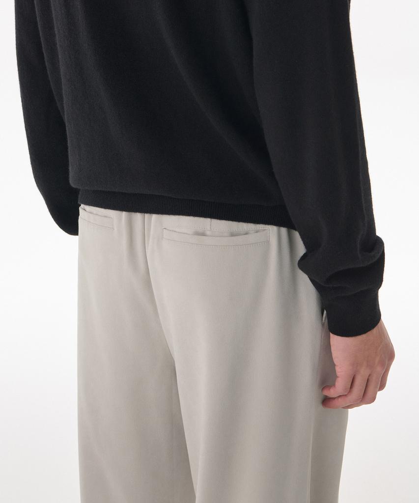 Musinsa Standard Brushed One-Pleat Wide Elastic Pants [Dusty Cream]