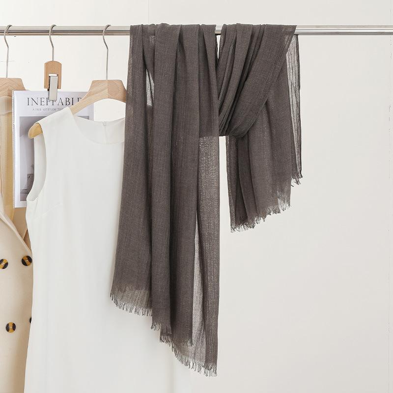 Monochrome Thin Scarf Women'S Sunscreen Shawl Solid Color Simple Imitation Cotton And Linen Silk Scarf High-End Yarn