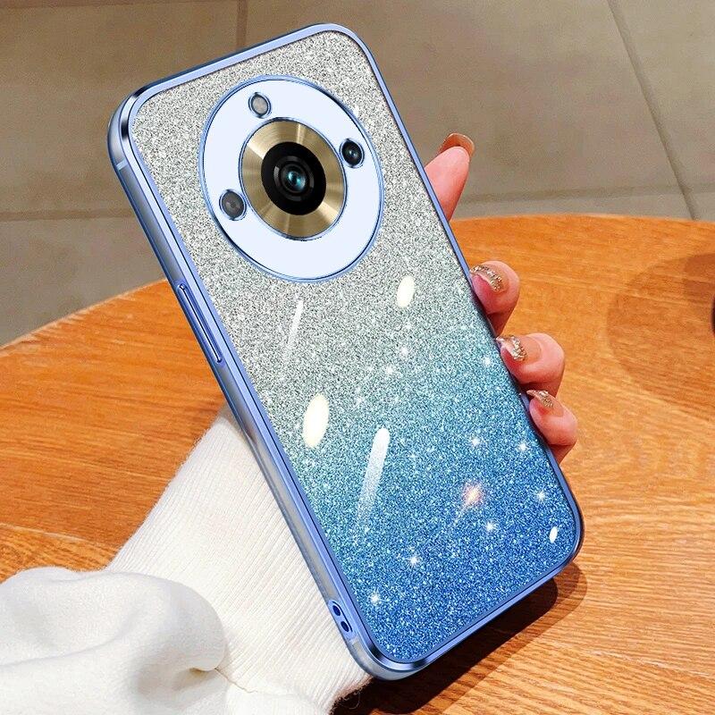 Fashion Plating Gradient Glitter Case For OPPO Realme 11 Pro 9 8 V25 V23 V13 C55 C53 C35 C33 C21Y Reno 10 5 Silicone Back Cover