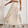 Women's Fashionable Casual Button-down Long Tiered Skirt With A Fitted Waist.