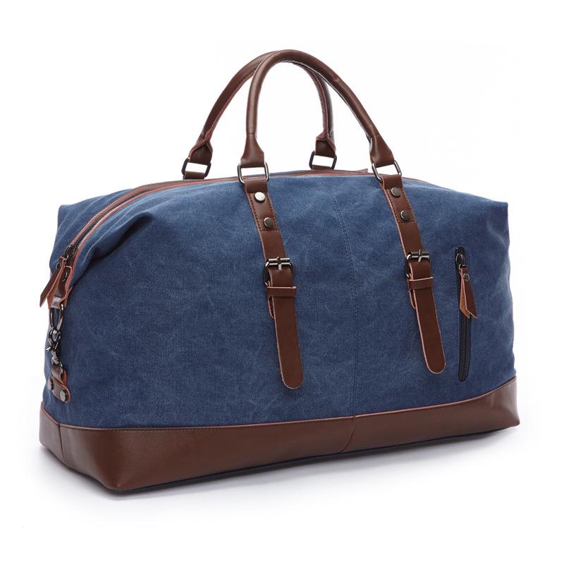 SCIONE Canvas Leather Travel Carry On Luggage Duffel Travel Tote Large Weekend Overnight Male Bag