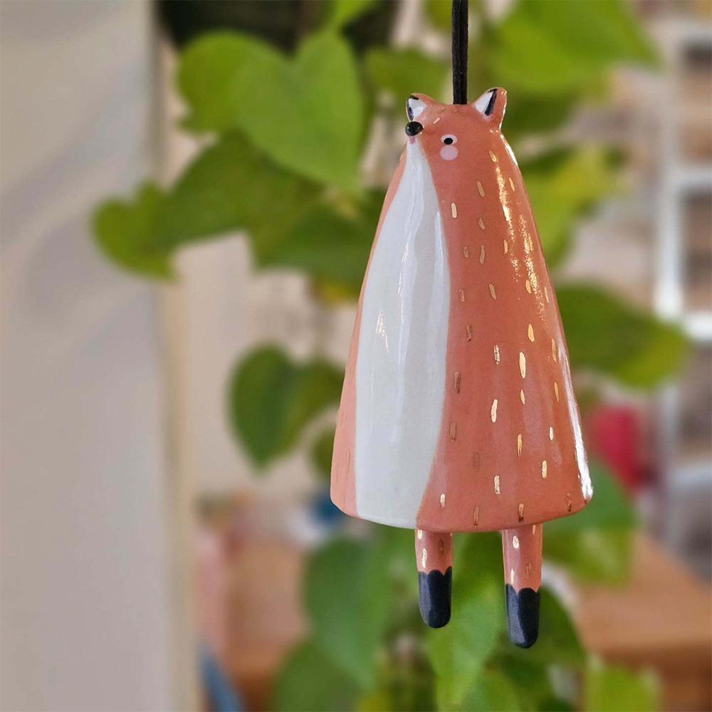 New Cute Ceramic Bells Collection Cartoon Craft Handmade Wind Chimes Simple Yard Pendant Home Decoration