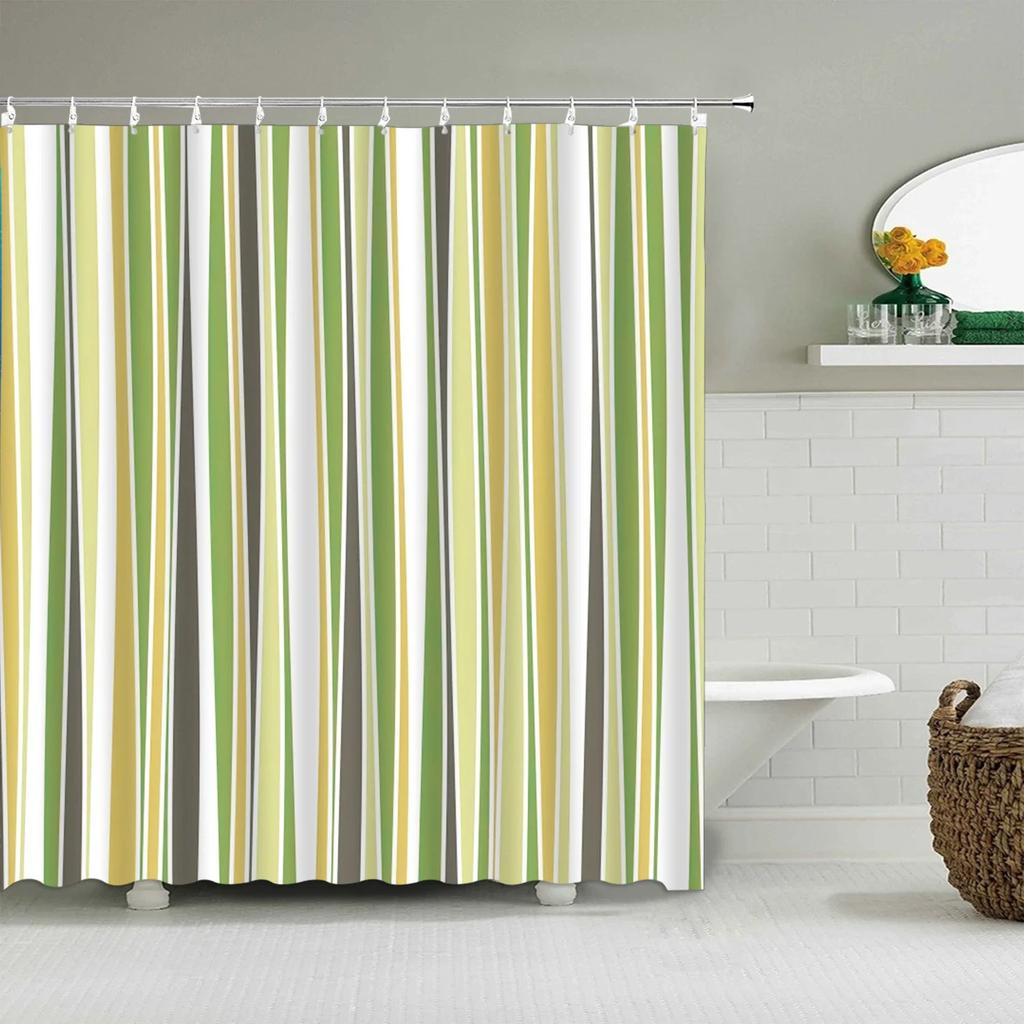 Colorful Vertical Striped Shower Curtain Creative Geometric Shower Curtain Modern Minimalist Fabric Bathroom Accessories Decor