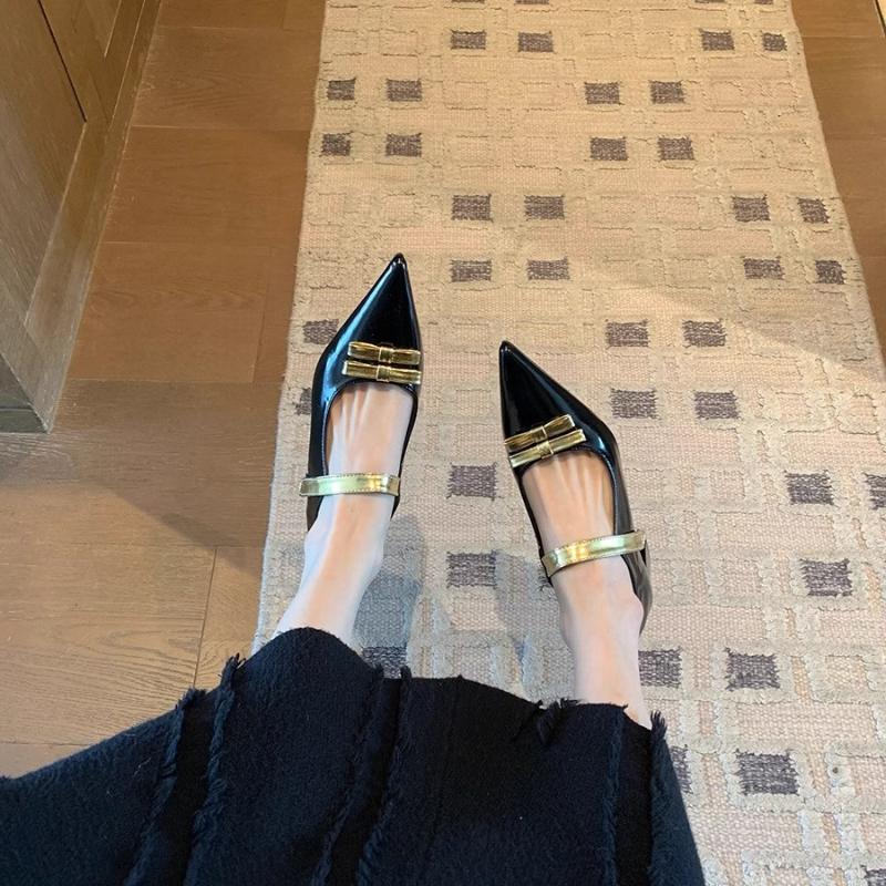 Fashion Women Flat Shoes Bowtie Mary Janes Fashion Female Pointed Toe Footwear Spring Summer Flats Shallow Mixed Colors Ladies Shoes