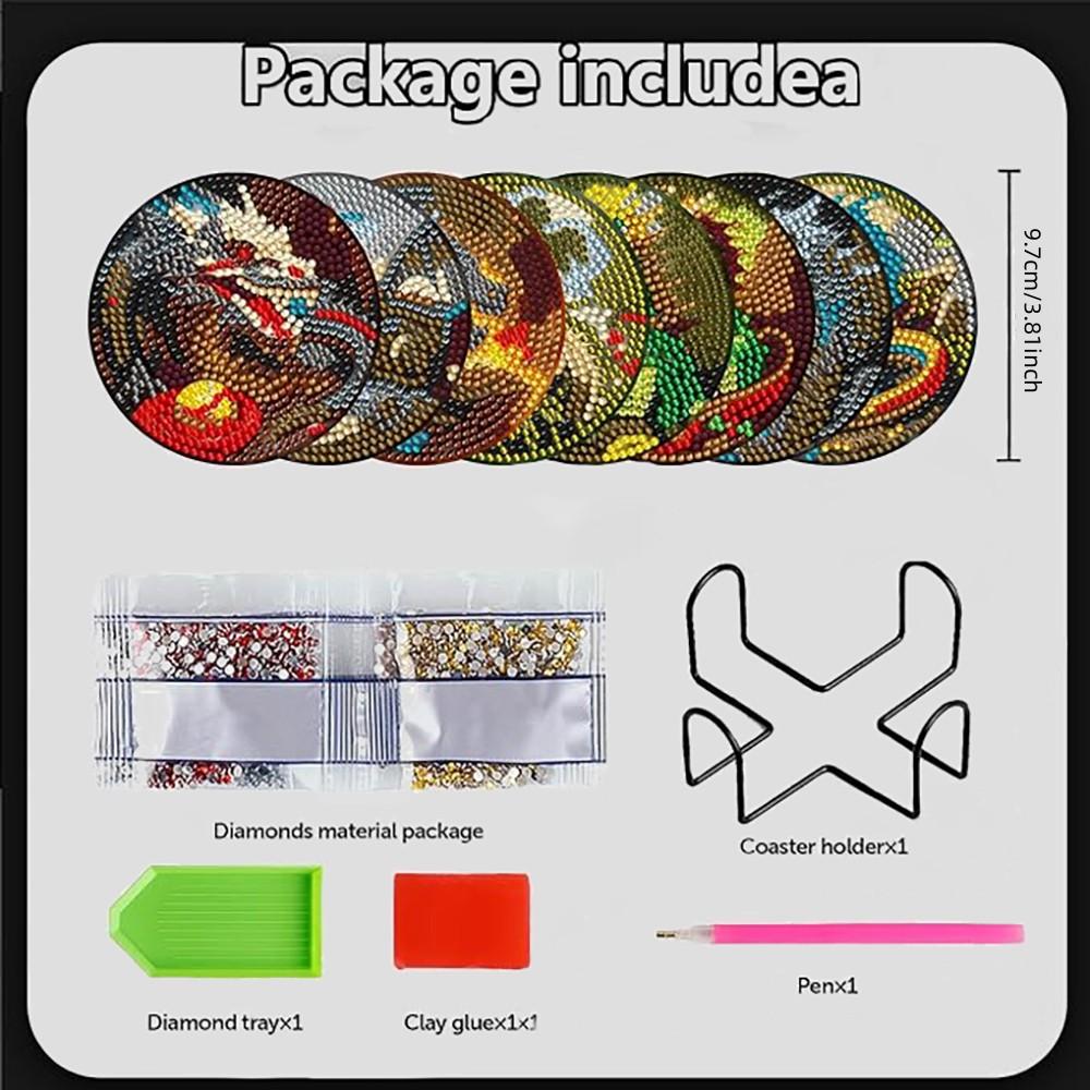 8 шт./набор деревянных подставок в форме дракона с алмазной росписью и кронштейнами — фото 6