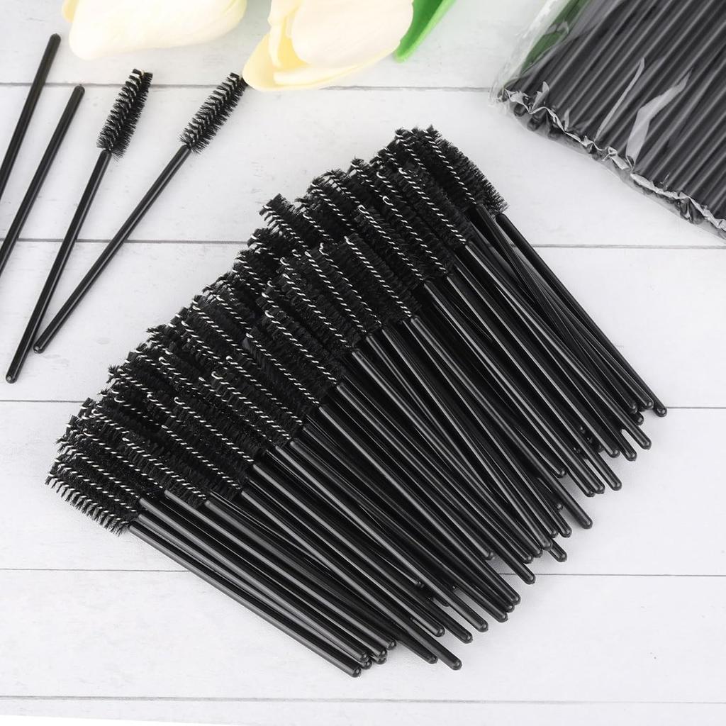 500 Pieces Disposable Mascara Wands Eyelash Brush Brow Brushes Applicators Lash Spoolies for Eye Lash Extension - Black