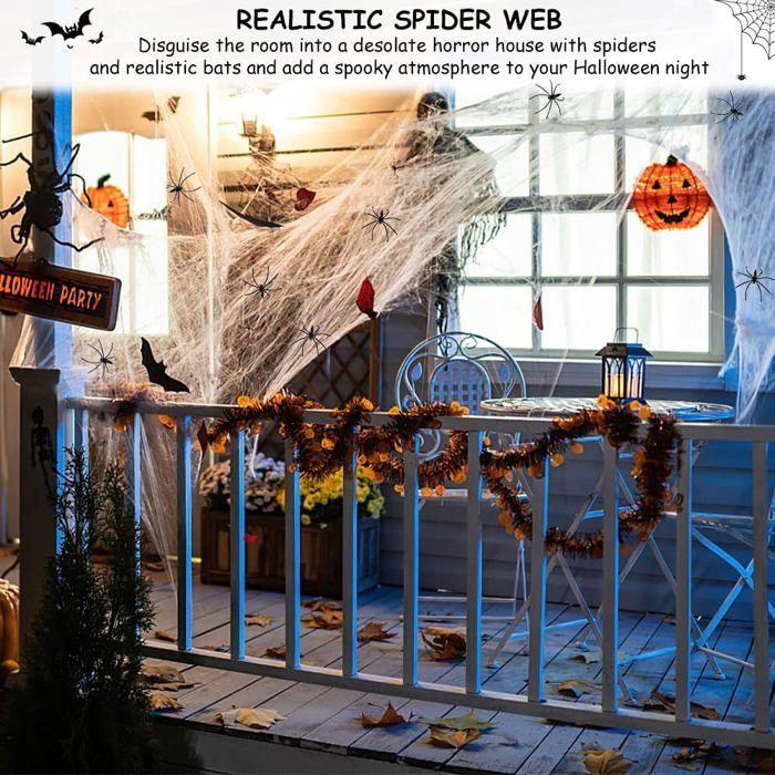 Halloween Spindelvev - 700 Kvadratfot - Gjenbrukbar - 20 Edderkopper - Polyester/Bomull