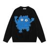 Unisex Oversized Crewneck Sweater With Cartoon Monster Jacquard Warm Acrylic Blend Knitwear Winter Casual Wear
