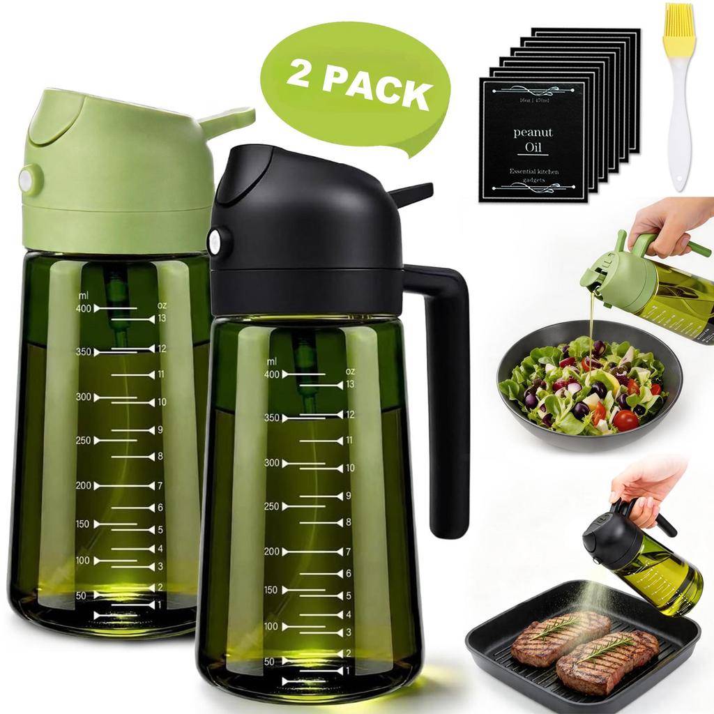Dual-Use Glass Oil Spray & Pour Bottle - Large Capacity, Press-Type Design for Household Use