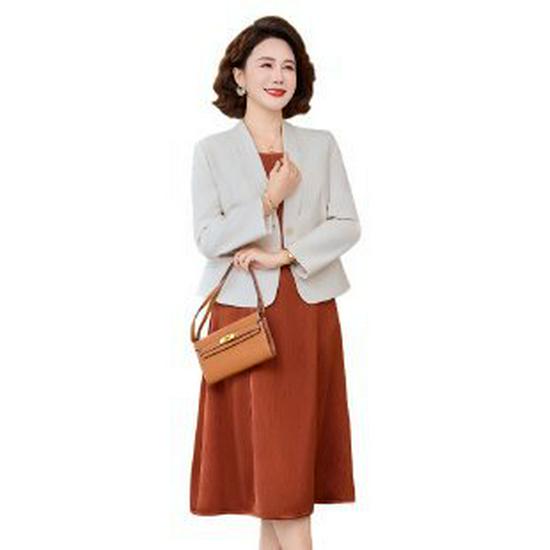 Elegant Chinese Style Spring Two-Piece Skirt Set for Middle-Aged & Elderly Women (2026) XL коричневый