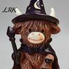 Cute Cow Sculpture Highland Figurine, Halloween Witch Pumpkin Skull Statue, Resin Scottish Compact Home Decor Ornament for Calf Lovers, Shelf, Tiered