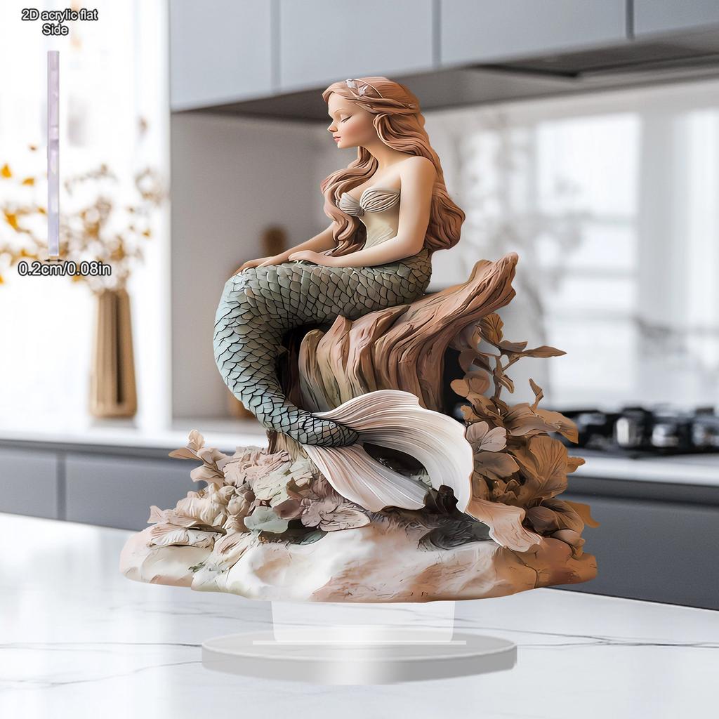 2D Flat Acrylic Mermaid Decoration, Indoor and Outdoor Decoration - No Battery/electricity Required, Free Day Decoration, Shop Decoration, Durable
