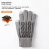 Gants tactiles en laine jacquard pour homme automne et hiver - Tricotés, doublés de velours, épais et chauds, avec doigts séparés.