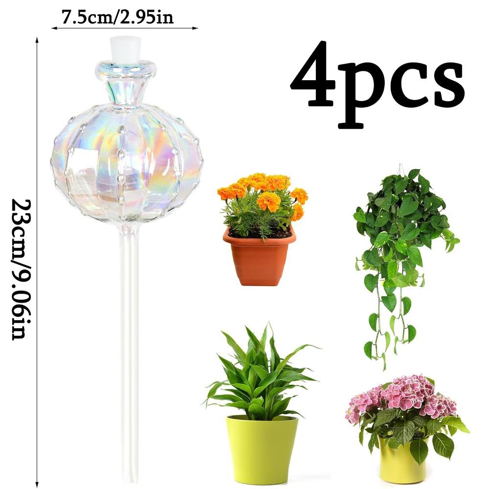 4pcs Self Watering Planter Insert Plant Watering Devices Plant Watering Bulbs Plant Watering Globes Rainbow Colors Cactus Shape Self Watering Globes