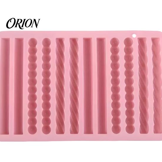 Dishwasher Safe Baking Molds Silicone Twist Pretzel Mold, 12 Cavity Cake Chocolate Rod Candy Tray, Nonstick Easy Release Ice Cube Soap Crayon