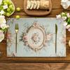 4 Pezzi Runner da Tavola Floreali e a Riccioli Stile Francese Vintage - Tovagliette Rettangolari in Poliestere Lavabili, 12x18 Pollici, Adatte per Sala da Pranzo, Cucina,